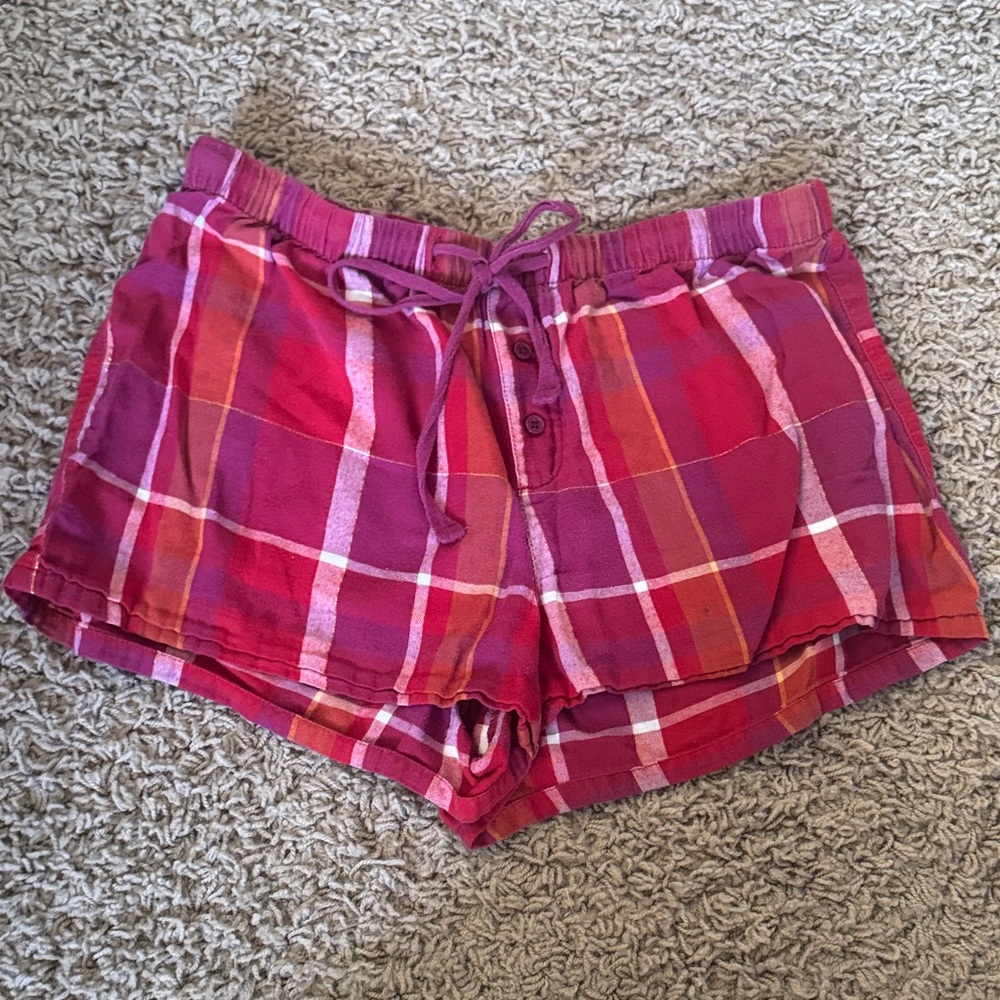 Gilligan & O'Malley Red and Pink Plaid Pajama Shorts